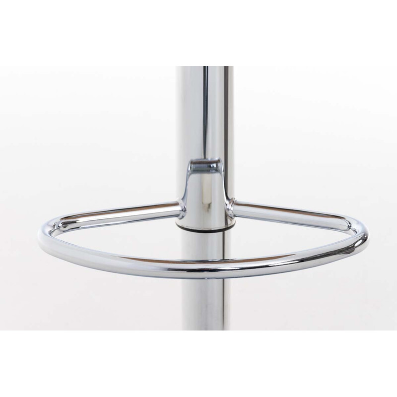 Elegant höj- och sänkbar barstol i konstläder och kromad metall