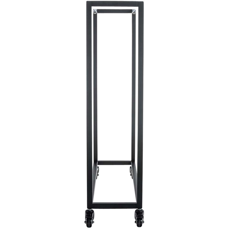 Elegant vedställ med hjul i rostfritt stål eller svart metall