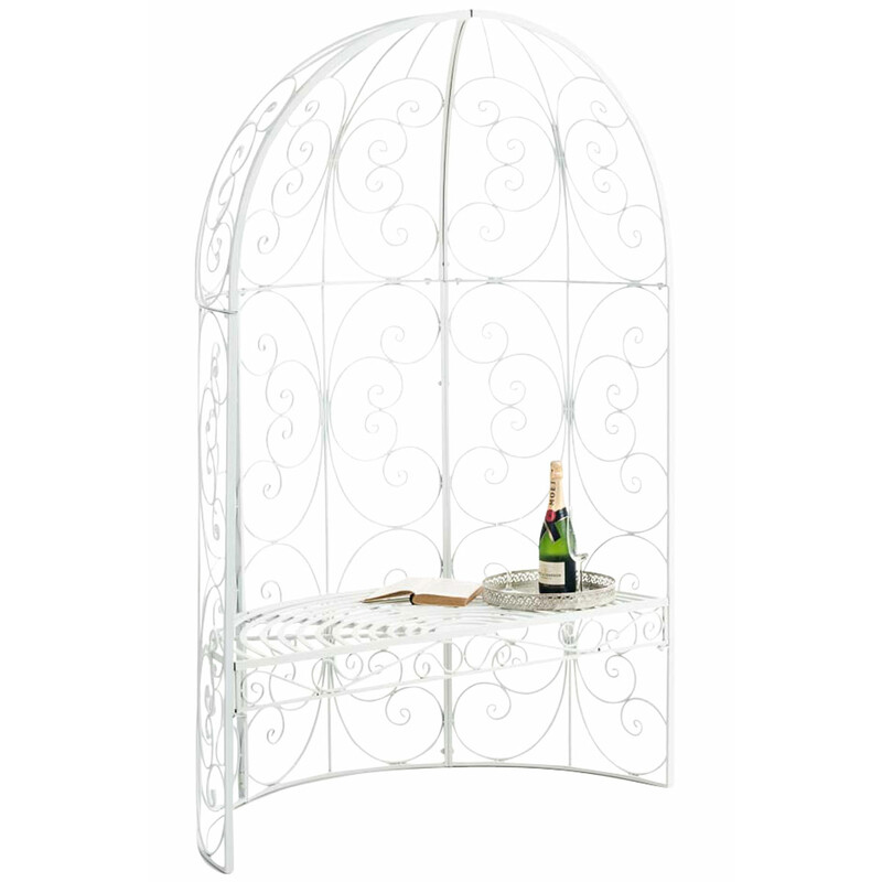 Elegant halvpaviljong med bänk för romantisk trädgårdsmiljö