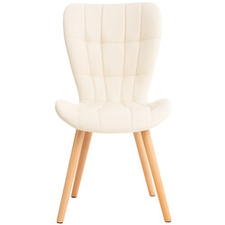 Elegant matstol med konstläder och träben för modern inredning