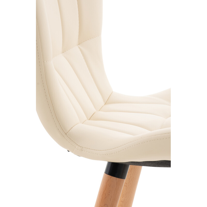 Elegant matstol med konstläder och träben för modern inredning