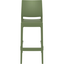 Stapelbar väderbeständig barstol med ryggstöd och fotstöd