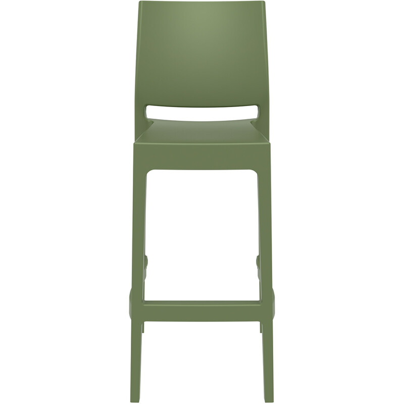 Stapelbar väderbeständig barstol med ryggstöd och fotstöd