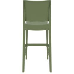 Stapelbar väderbeständig barstol med ryggstöd och fotstöd