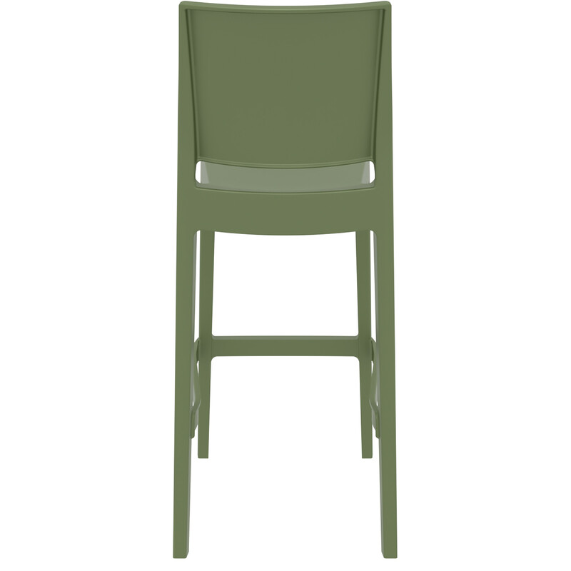 Stapelbar väderbeständig barstol med ryggstöd och fotstöd