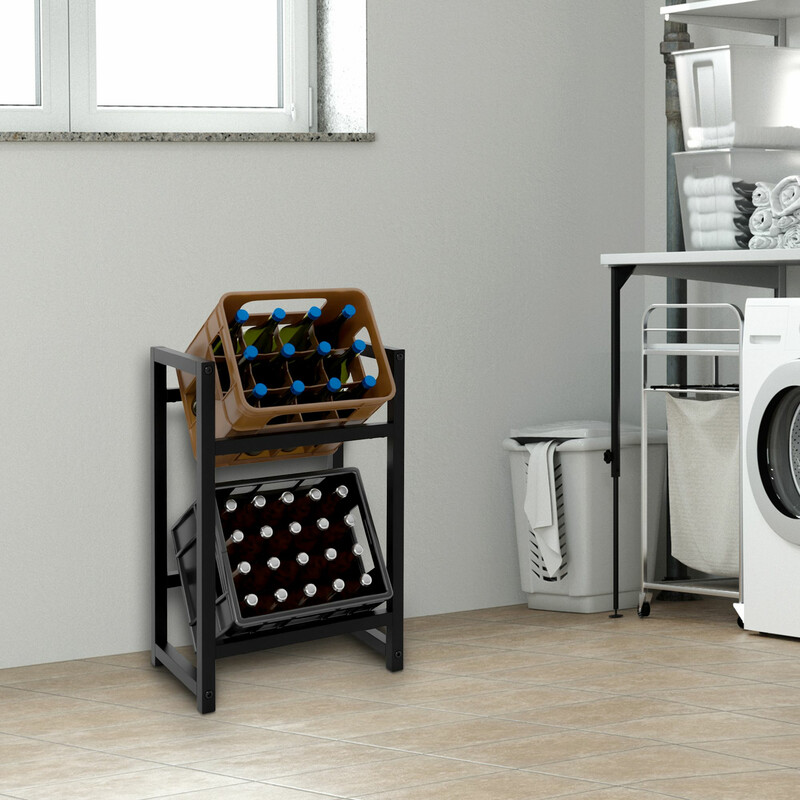 Elegant och praktisk förvaringshylla för dryckeslådor i metall