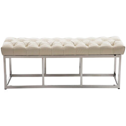 Elegant quiltad bänk i konstläder med rostfri stålstomme