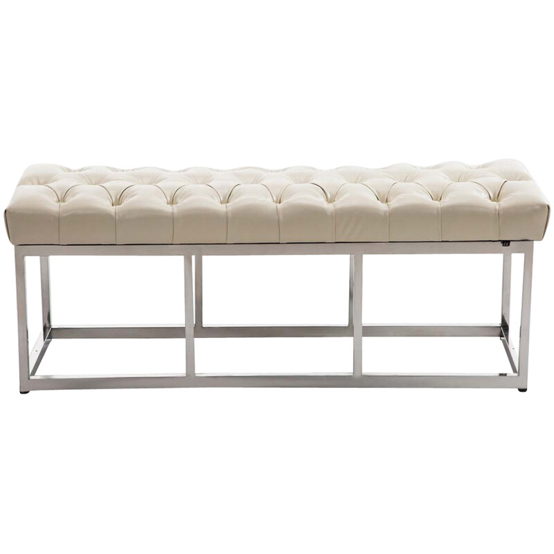 Elegant quiltad bänk i konstläder med rostfri stålstomme