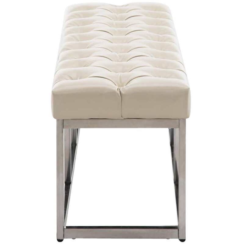 Elegant quiltad bänk i konstläder med rostfri stålstomme