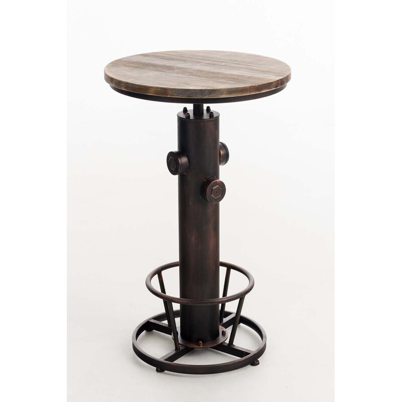 Höjdjusterbart industriellt ståbord i metall och furu