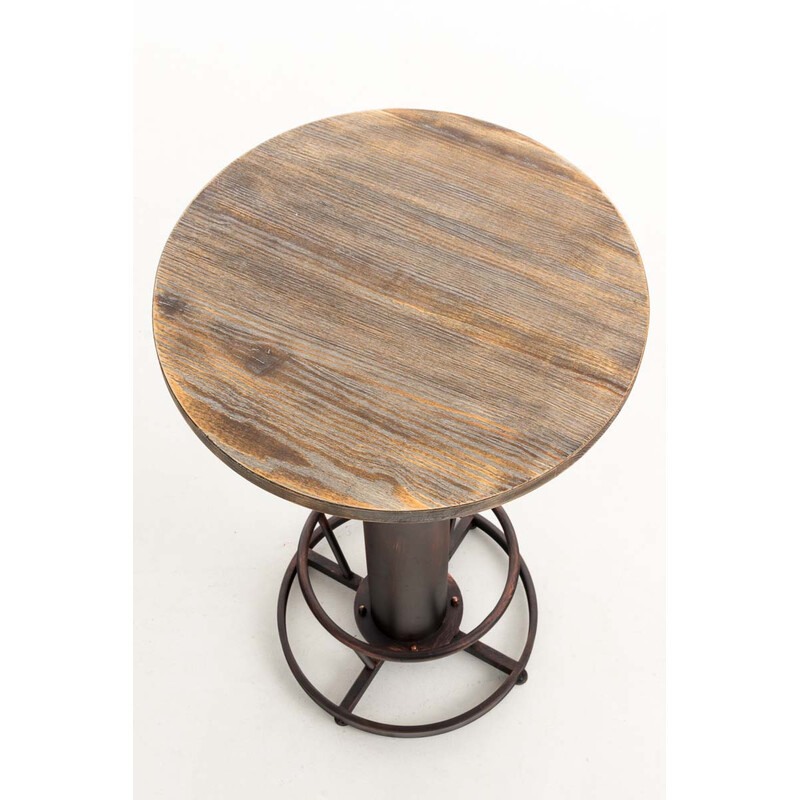 Höjdjusterbart industriellt ståbord i metall och furu