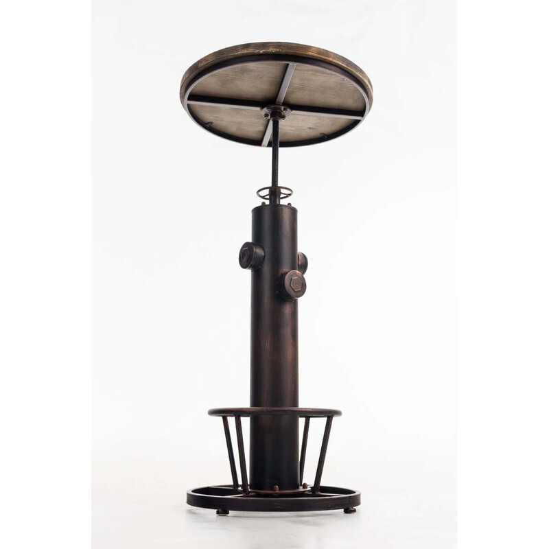 Höjdjusterbart industriellt ståbord i metall och furu