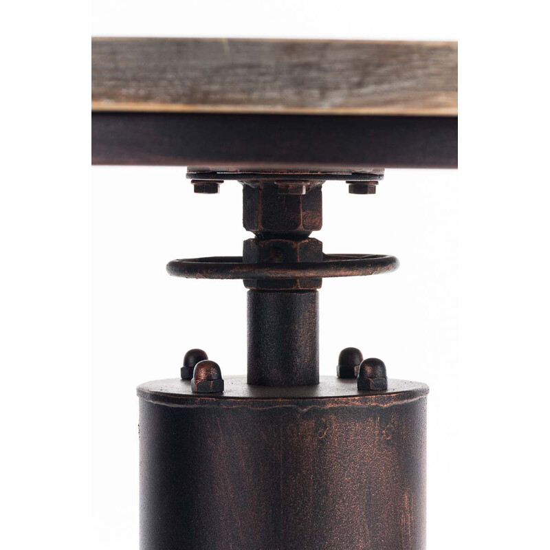 Höjdjusterbart industriellt ståbord i metall och furu