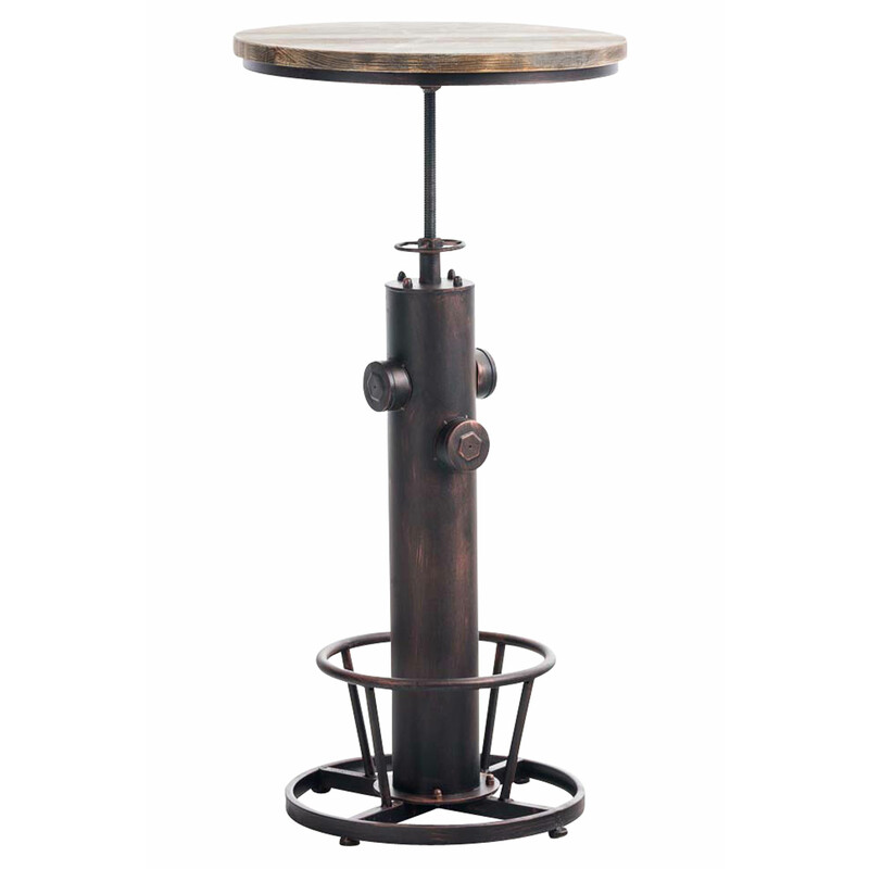 Höjdjusterbart industriellt ståbord i metall och furu