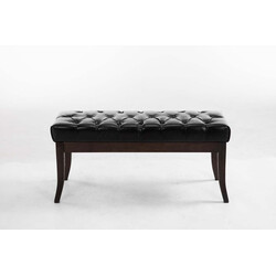 Elegant chesterfield bänk med konstläder och träben