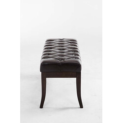 Elegant chesterfield bänk med konstläder och träben