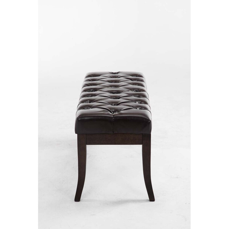 Elegant chesterfield bänk med konstläder och träben