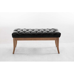 Elegant chesterfield bänk med konstläder och träben