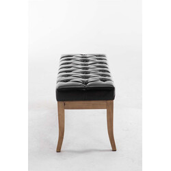 Elegant chesterfield bänk med konstläder och träben