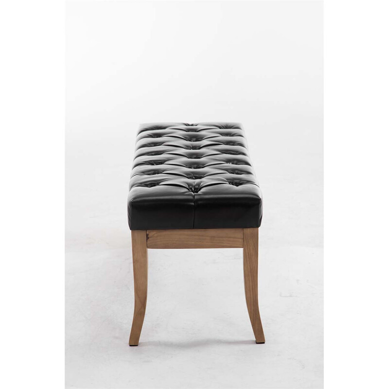 Elegant chesterfield bänk med konstläder och träben